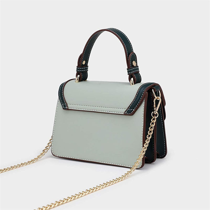 Crossbody Bags for Women Leather Chain Cute Color-Block Handbags-LightGreen