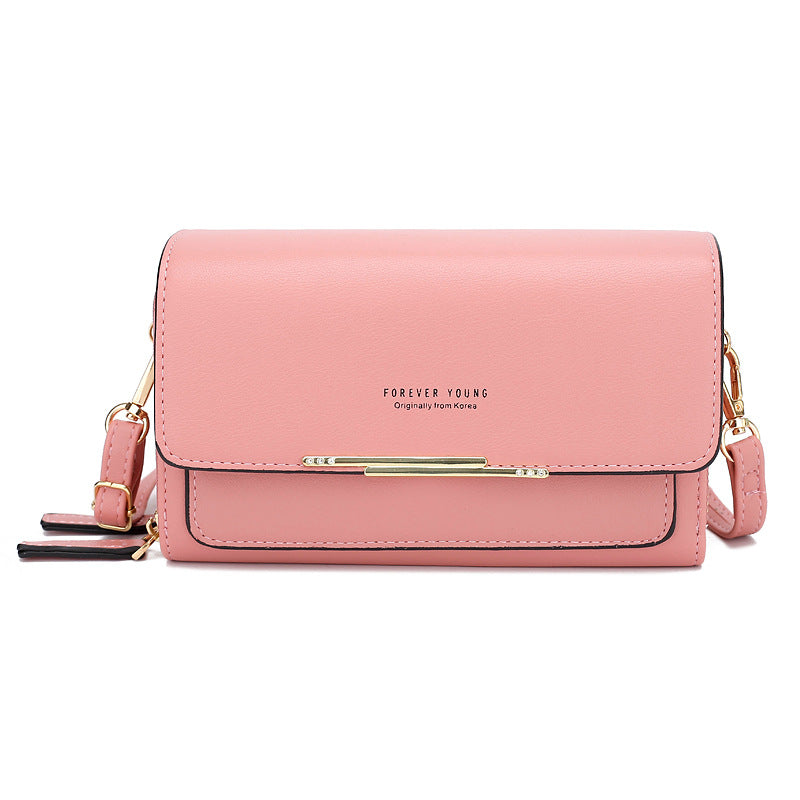 Womens Multiple Card Slots Crossbody Shoulder Bag Large Capacity Wallet-Pink