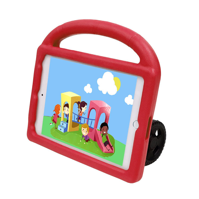 Wheel iPad Case For iPad Mini 1/2/3/4/5 Shockproof Stand Cover With Handle Stand-Red