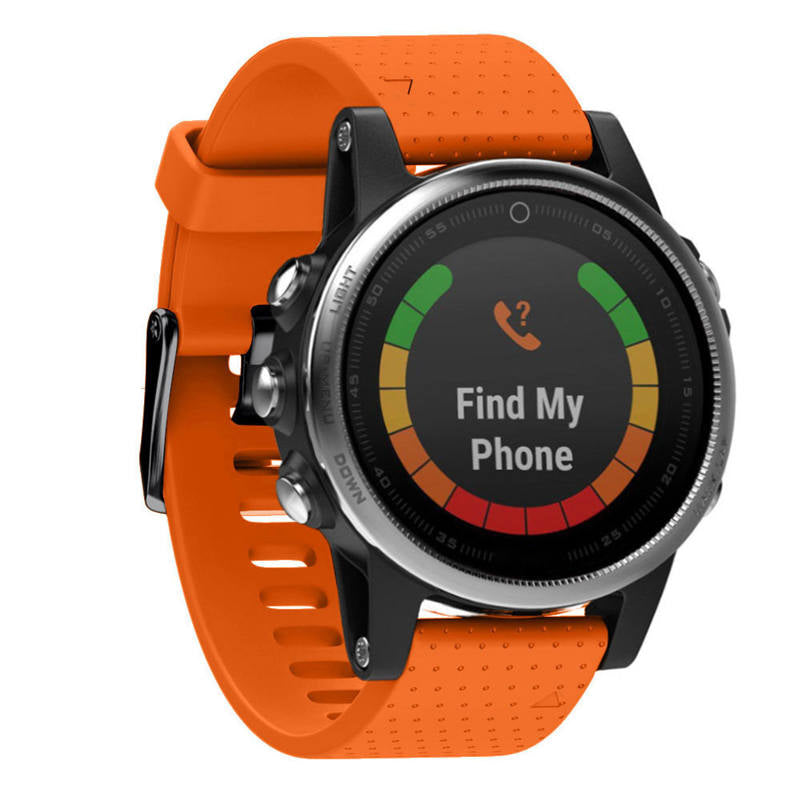 Watch Band For Garmin Fenix Fenix 5S/ 5S Plus/6S/ 6S Pro Soft Silicone 20mm Replacement Strap Black Steel Buckle-Orange