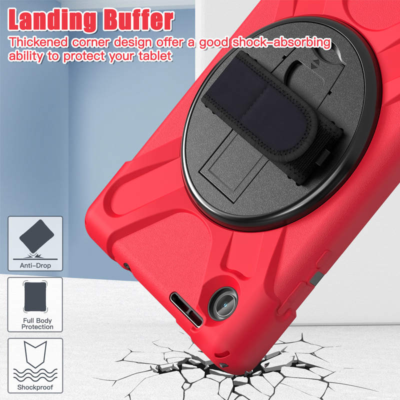 Tablet Case Heavy Duty with Swivel Stand for Lenovo Tab M8 4th Gen-Red