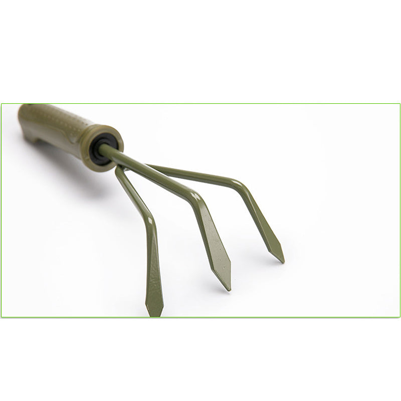 27cm Gardening Three-Tine Rake Carbon Steel Garden Tool Lightweight Soft Ergonomic Handle Grip Non-Slip