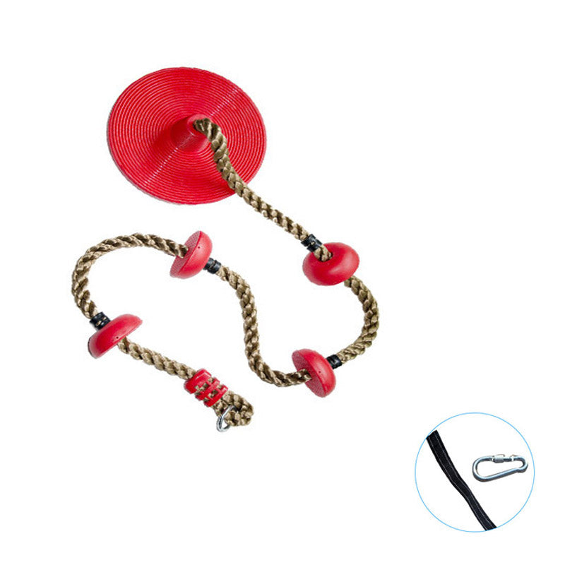 Climbing Rope Platform Disc Swing Set Includes Free Hanging Strap Carabiner-Red