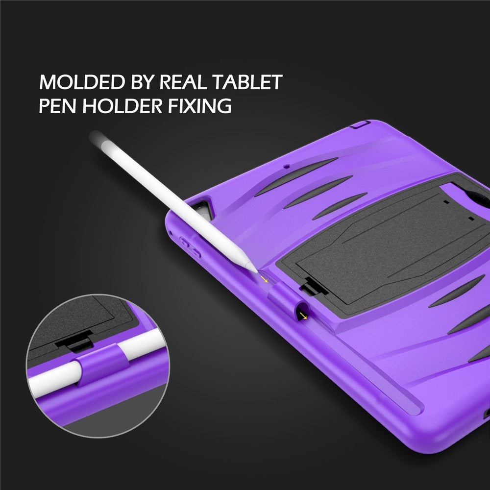 Shock Wave Kickstand Case Anti-Fall Protection With Pencil Holder For 9.7inch iPad 5/iPad 6/iPad Air2/iPad Pro9.7-Purple