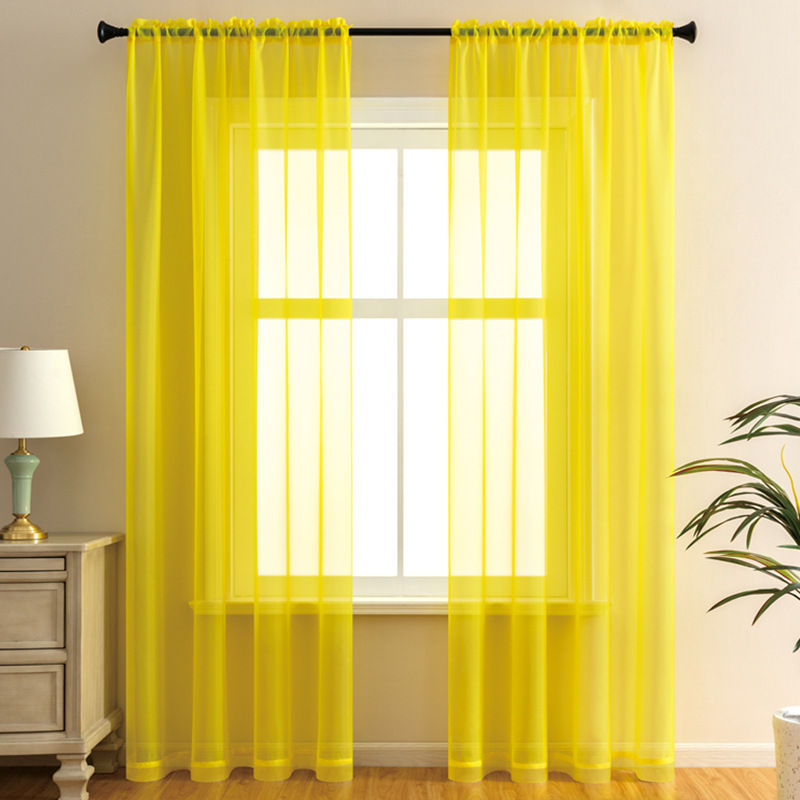 2 Panels Sheer Voile Rod Pocket Elegance Curtains for Living Room Bedroom-58