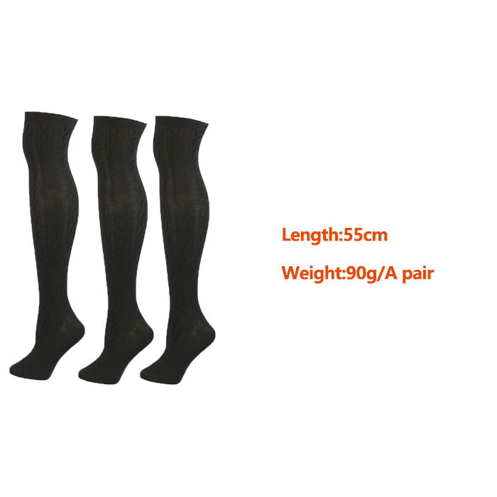 3 Packs Women Extra Long High Socks Knit Warmers Thick Tall Long Boot Stockings Leg-Black