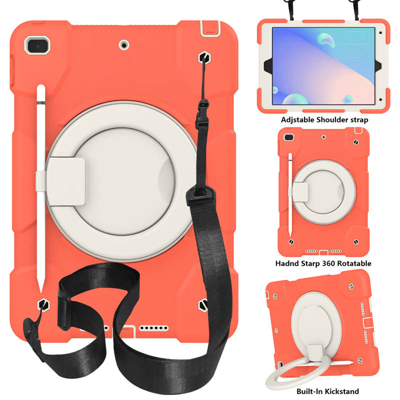 iPad Case For iPad 10.2 with 360¡ãSwivel Stand-Coral Orange