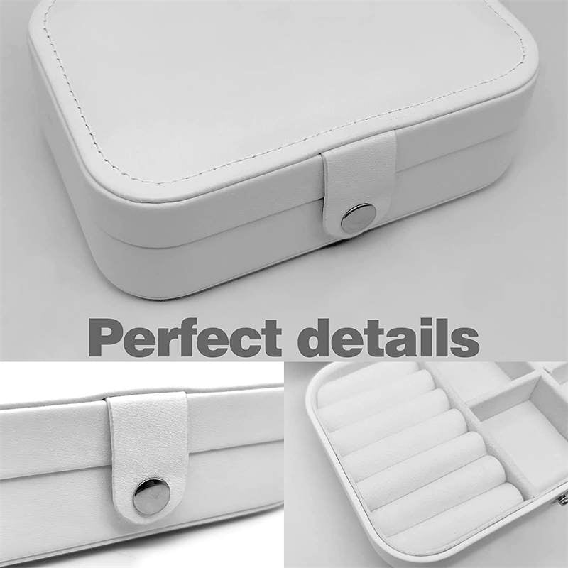 Small Jewelry Box Necklace Ring Double Layer Storage Bag Travel Organizer with Mirror -Black