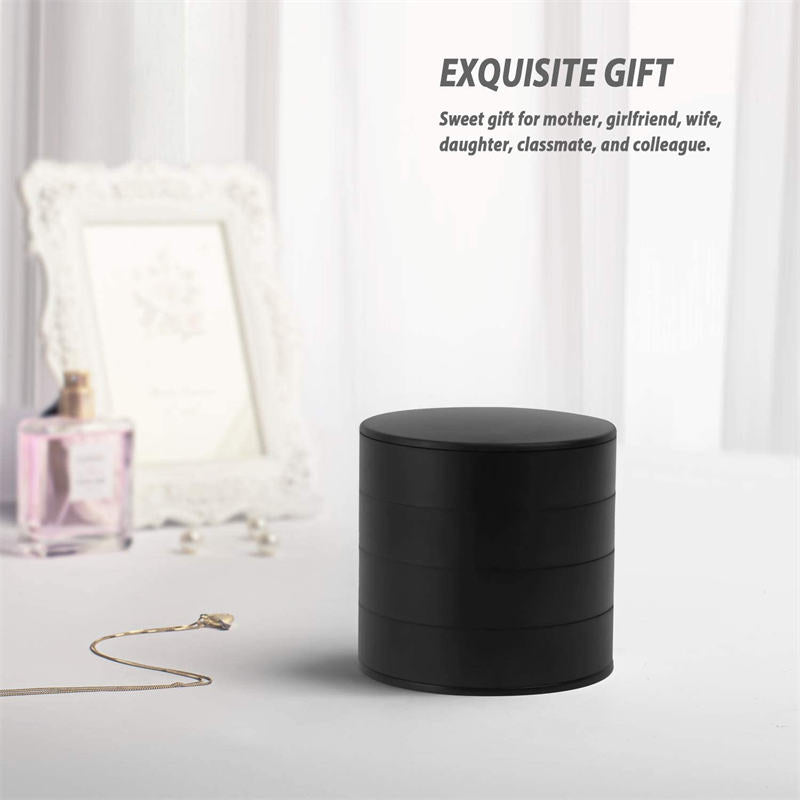 Home & LivingJewelry Storage Box 4-Layer Rotatable Jewelry Accessory Organizer Tray with Lid for Rings Bracelets -Black