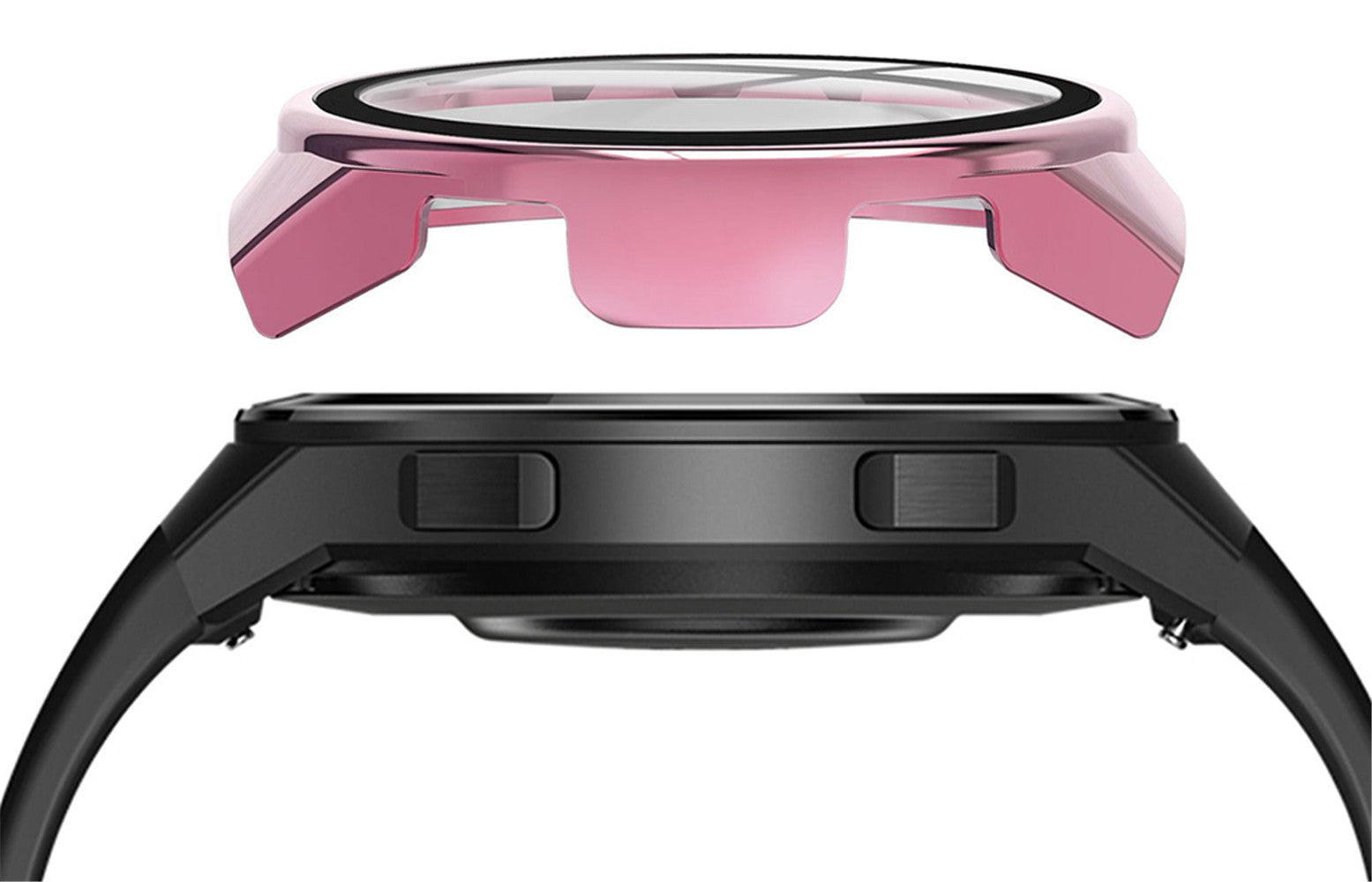 PC + Glass Full Cover WatchCase For Huawei Watch GT2E-Pink