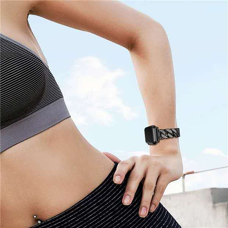 DP Bling Watch Band Stainless Steel Wristbands for Apple iWatch Series 1/2/3/4/5/6/SE For Women-Black