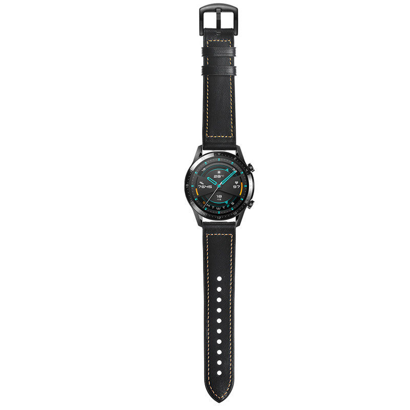 Silicone + Leather Watch Band for Apple iwatch Series SE- Black