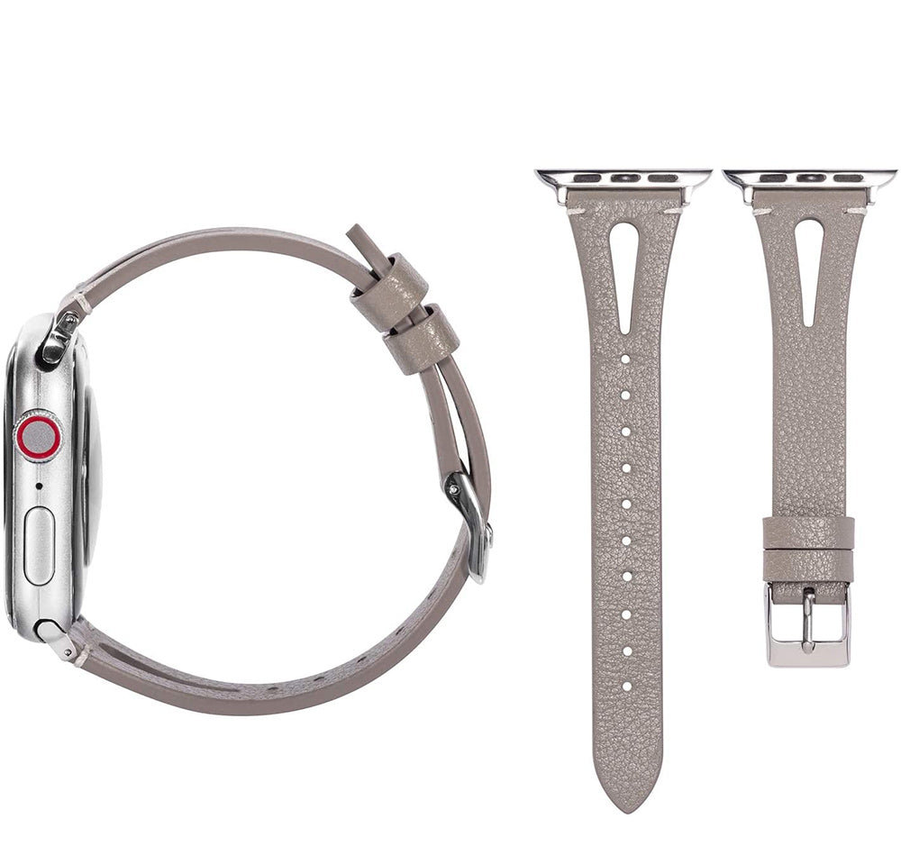 Fashion Triangle Hole Leather Watch Band For Apple Watch SE/6/5/4/3/2/1(Gray)