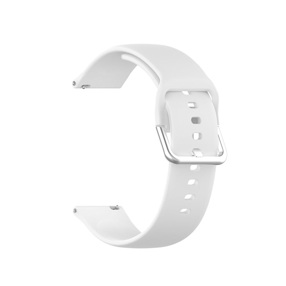 Soft Silicone Silver Square buckle Watch Band For Samsung Galaxy Watch 42/46mm Gear S3 Frontier/Classic(White)