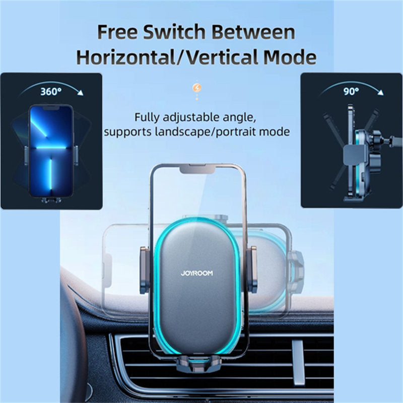 Wireless Car Charger Mount 15W Dual Coil Auto Clamping for iPhone Samsung