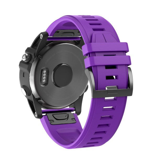 22mm 26mm Sport Silicone Watchband For Garmin Fenix 5Plus/5X Plus Easy Fit Quick Release Starp Black Steel Buckle-Purple