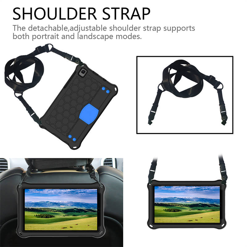 Hive Tablet Case For SamSung Tab A7 Lite 8.7(T220/T225) 2021/Tab A8 (P200/P225) 2019 Durable Stand Cover With Shoulder Strap-BlackBlue