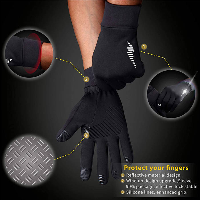 Winter Gloves Men Women Touchscreen Running Gloves Cold Weather Work Gloves -Black