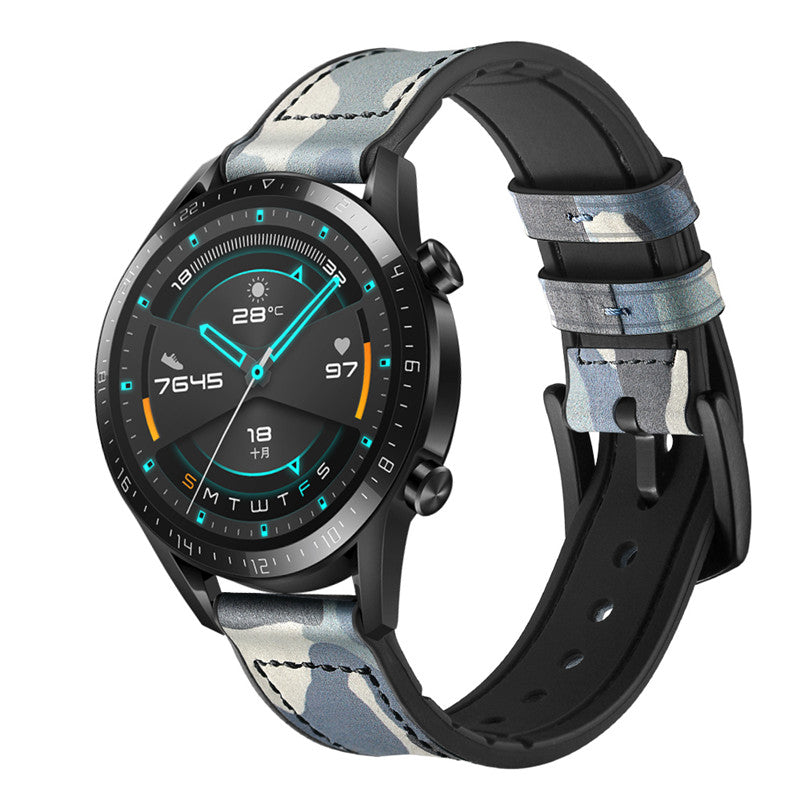 Silicone Leather Watch Strap 22mm 20mm For Samsung Galaxy Watch - Cam Blue