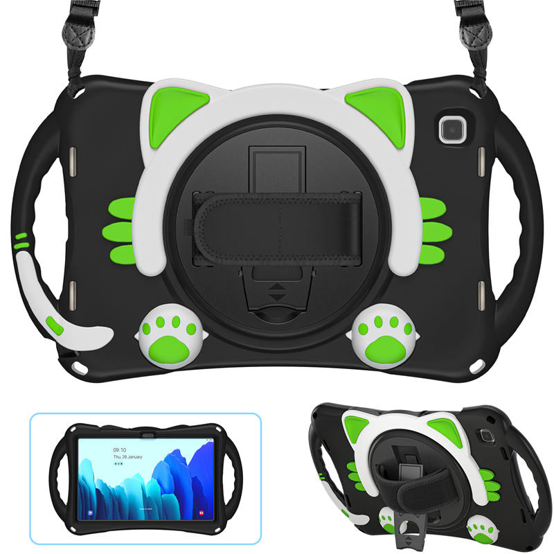 CatA Samsung Tablet for Tab A7 10.4 T500/T505/T507/T505N Built-in Handle Stand With a Strap-Black Green