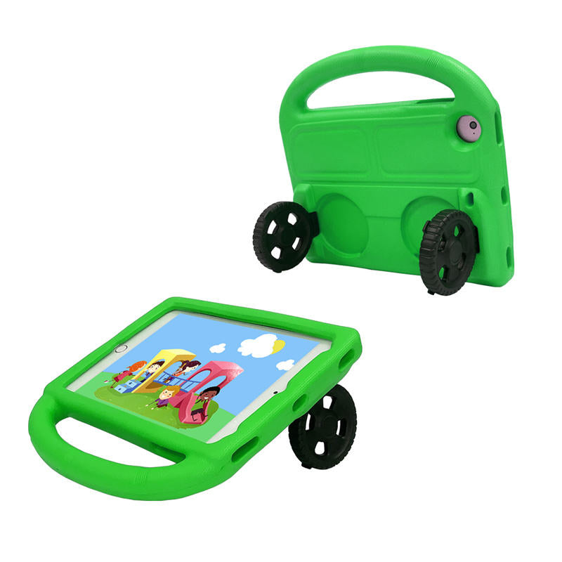 Wheel iPad Case For iPad Mini 1/2/3/4/5 Shockproof Stand Cover With Handle Stand-Green