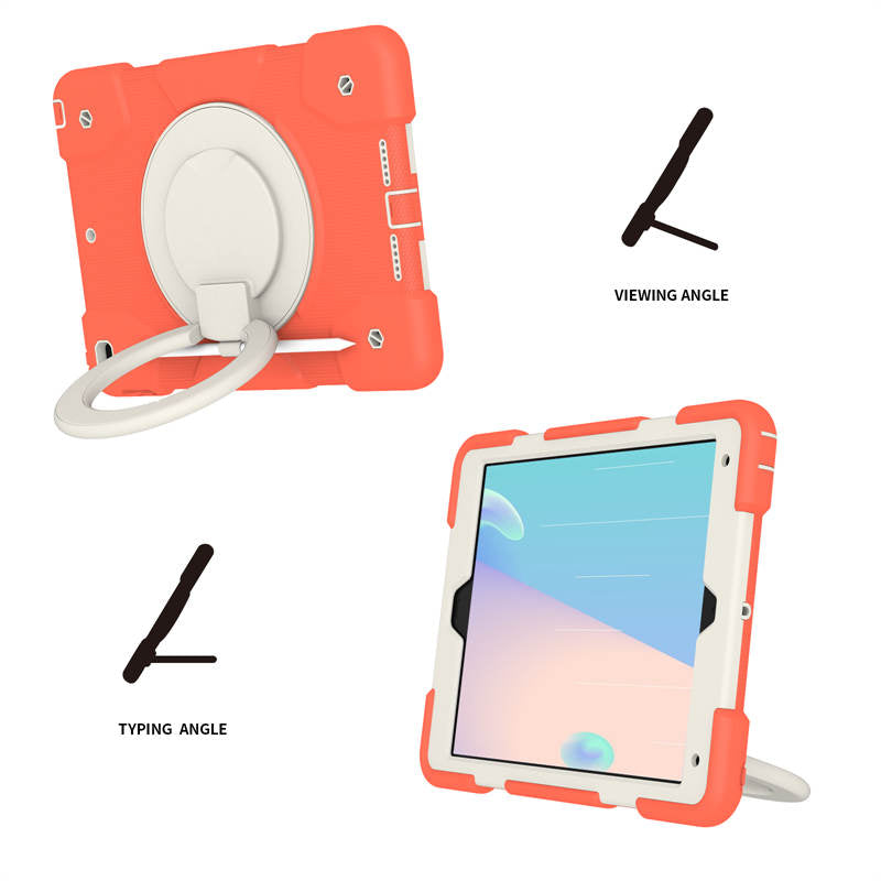 iPad Case For iPad 10.2 with 360¡ãSwivel Stand-Coral Orange