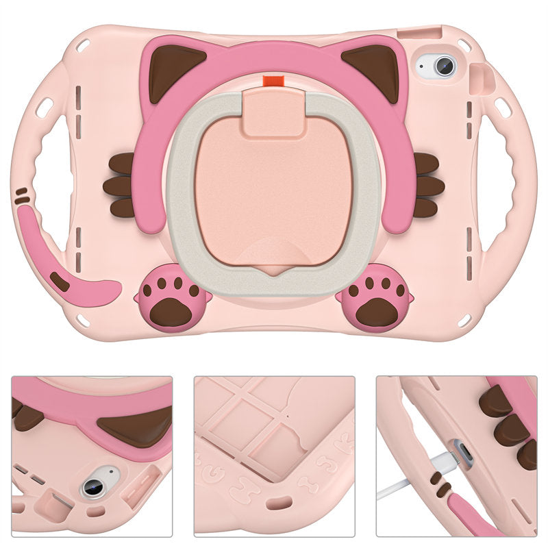 Cat Tablet Case For iPad 10th Kids Friendly with Handle Stand-Pink