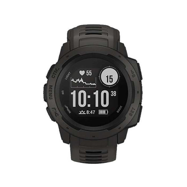 For Garmin Instinct Watchband Soft Silicone Adjustable Replacement Strap 22MM Black Steel Buckle-Black