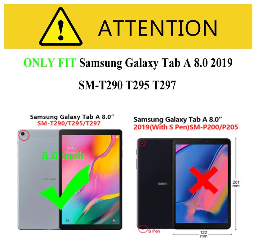 Morandi Tablet Case For Samsung Galaxy Tab A 8.0 T290/T295 2019 Kids Safe Shockproof Protective Cover With Kickstand+Strap-Emerald Green