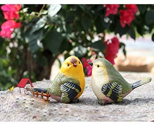 Funny Garden Bird Statue Indoor Outdoor Statues Yard Art Figurines for Patio Lawn House-Yellow Green