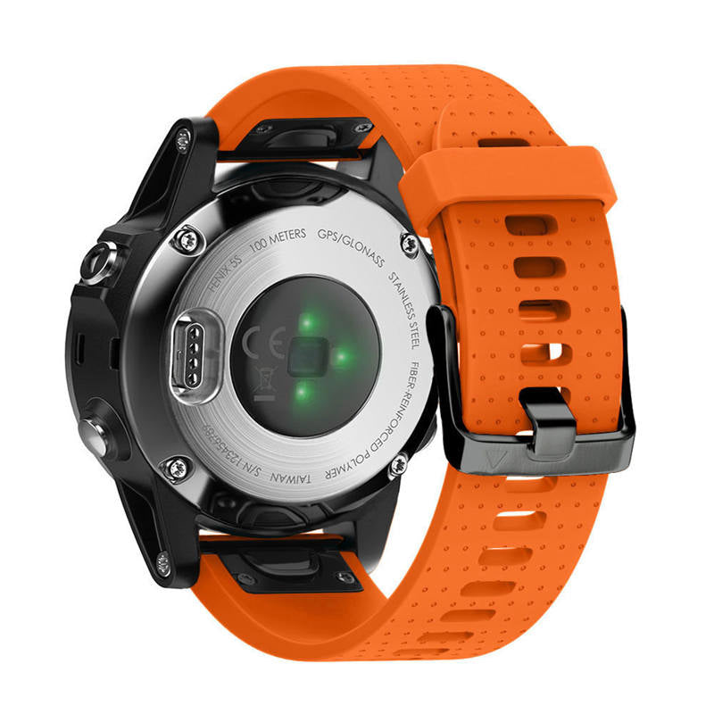 Watch Band For Garmin Fenix Fenix 5S/ 5S Plus/6S/ 6S Pro Soft Silicone 20mm Replacement Strap Black Steel Buckle-Orange