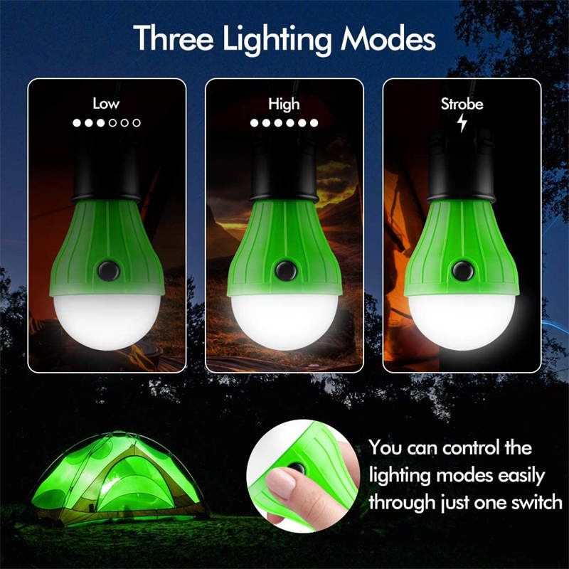 LED Portable Tent Light 4 pcs Carabiner Camping Emergency Light-Hiking Fishing Power Outage