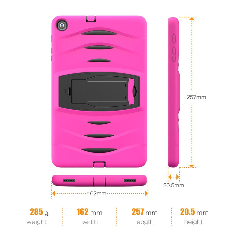 Shock Wave Kickstand Case Heavy Duty Rugged Anti-Fall Protection For Samsung Tab A 10.1 T510/T515(2019)-Rose Red