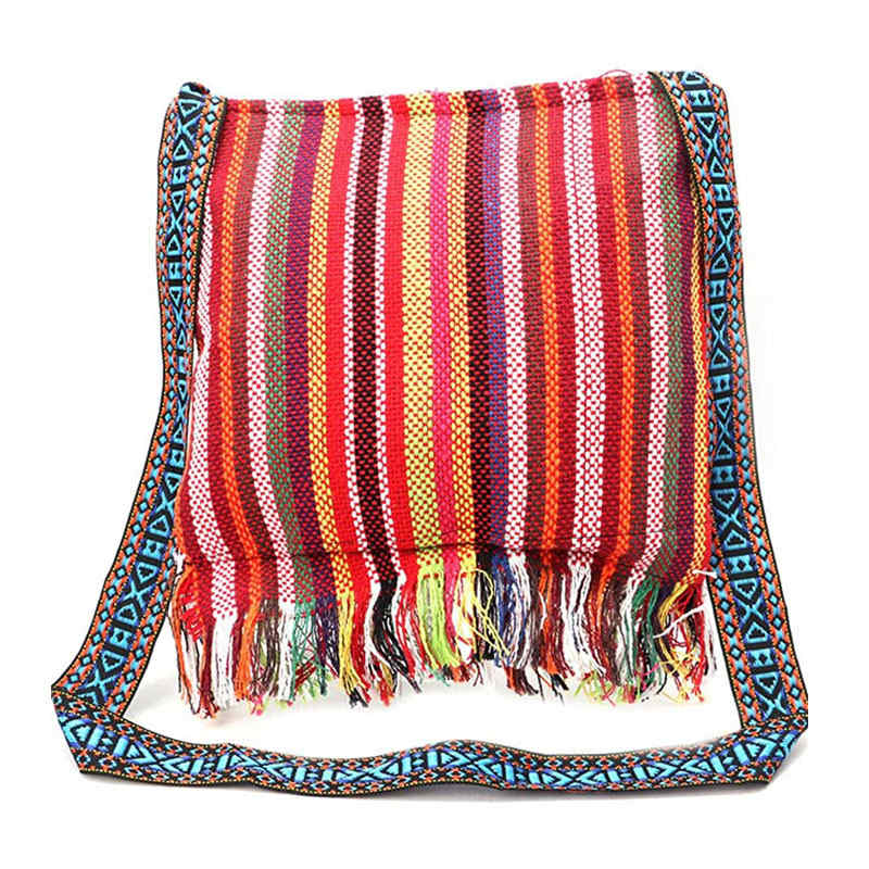Vintage Embroidered Fringe Sling Crossbody Bag Boho Shoulder Bag-Red Camellia
