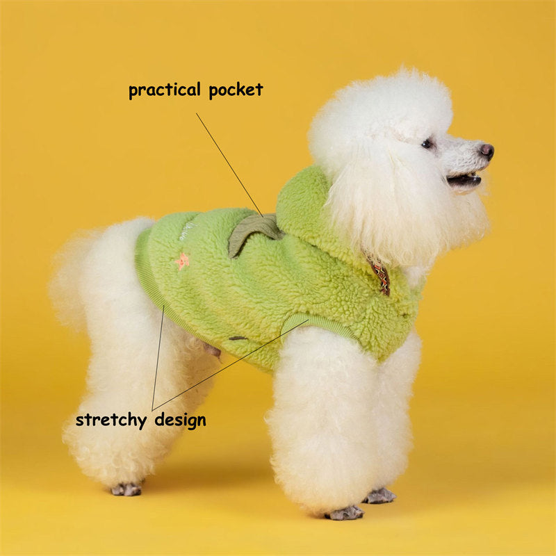 Dog Fleece Coat Hoodie Ultra Warm Thick Winter Jacket for Puppy-Green