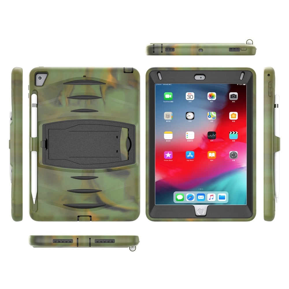 Shock Wave Kickstand Case Anti-Fall Protection With Pencil Holder For 9.7inch iPad 5/iPad 6/iPad Air2/iPad Pro9.7-Camouflage