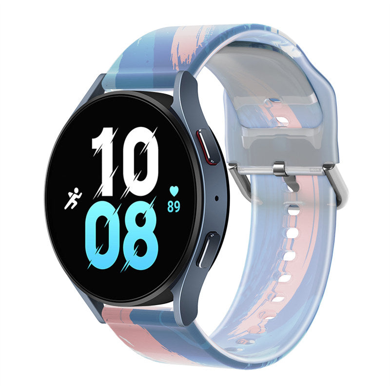 Semi Frosted Watch Strap Transparent Rainbow for Samsung Huawei Watch-05