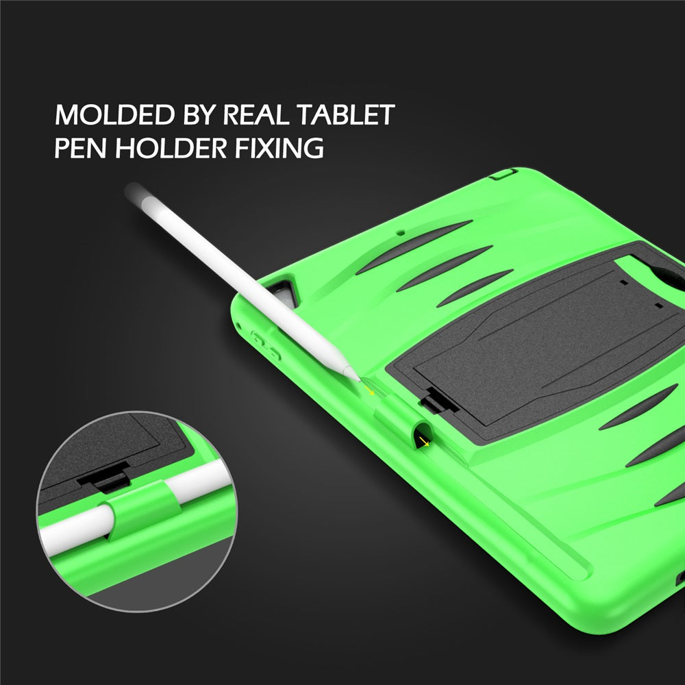 Shock Wave Kickstand Case Anti-Fall Protection With Pencil Holder For 9.7inch iPad 5/iPad 6/iPad Air2/iPad Pro9.7-Green