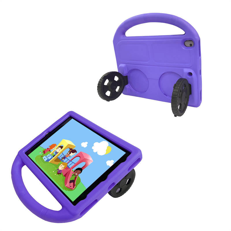 Wheel iPad Case For iPad 7/8/9 Air 3 Pro 10.5 inch Shockproof Stand Cover With Handle Stand-Purple