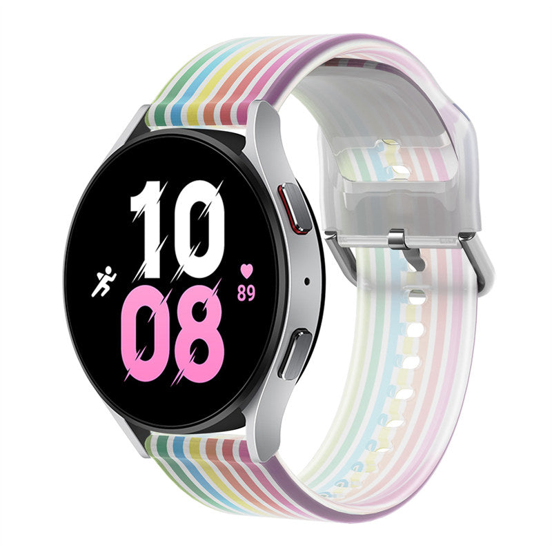 Semi Frosted Watch Strap Transparent Rainbow for Samsung Huawei Watch-09