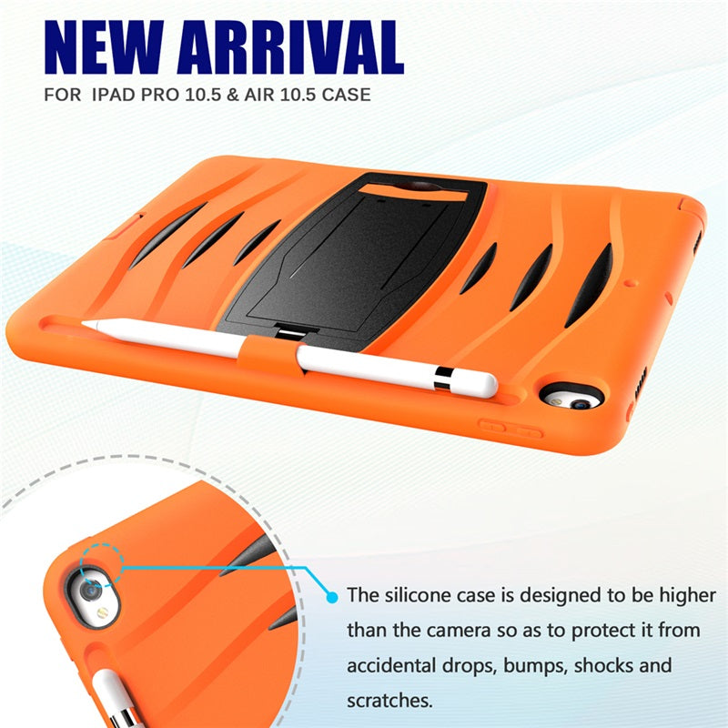 Shock Wave Kickstand Case Anti-Fall Protection With Pencil Holder For 10.5inch iPad Air3/iPad Pro10.5-Orange