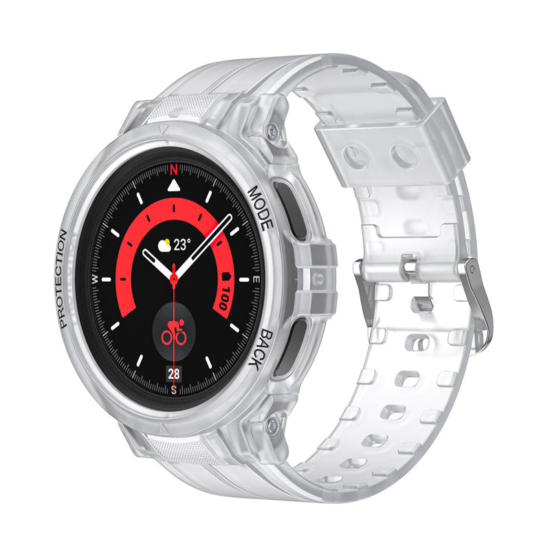 TPU Rugged Watchbands with Protective Case for Samsung Galaxy Watch 5 Pro 45mm Watch 4-Clear