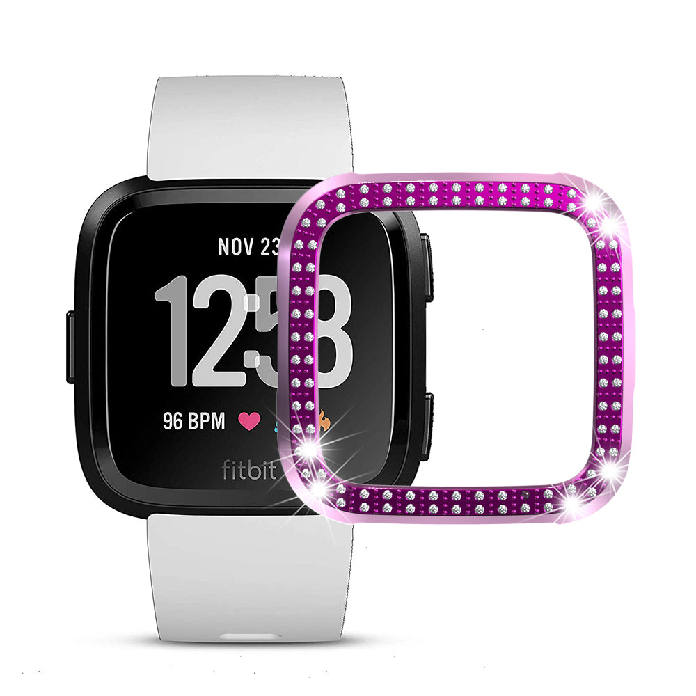Double Row Diamond Bling Case For Fitbit Versa Cover-Purple