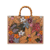 Handbag Bamboo Tote Sequin Straw Woven Bag for Womens-Orange