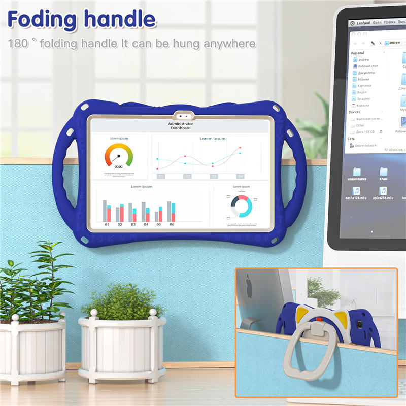 CatB Samsung Tablt Case for Tab A7 10.4 T500/T505/T507/T505N Shockproof Shoulder Strap Handle Stand-Dark Blue