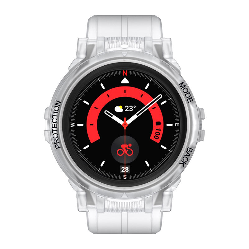 TPU Rugged Watchbands with Protective Case for Samsung Galaxy Watch 5 Pro 45mm Watch 4-Clear