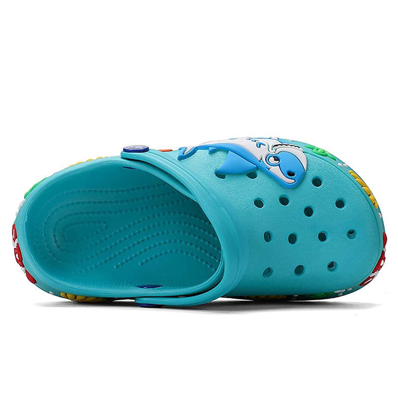 Girls Boys Lightweight Cartoon Shark Non-slip Sandals Beach Pool Shower Slippers-Blue