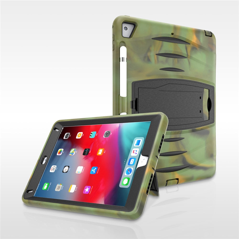 Shock Wave Kickstand Case Anti-Fall Protection With Pencil Holder For 9.7inch iPad 5/iPad 6/iPad Air2/iPad Pro9.7-Camouflage