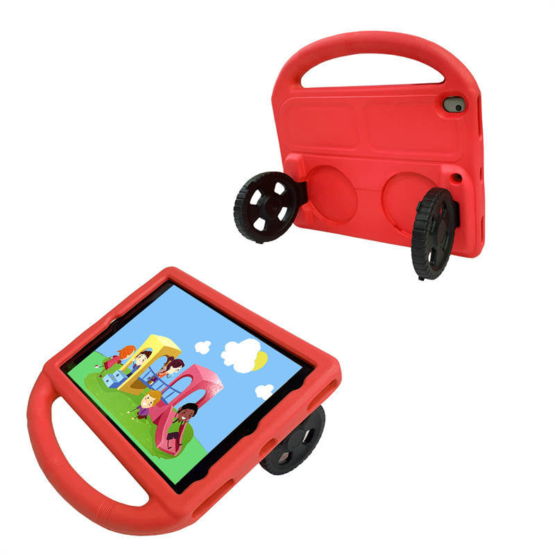 Wheel iPad Case For iPad 7/8/9 Air 3 Pro 10.5 inch Shockproof Stand Cover With Handle Stand-Red