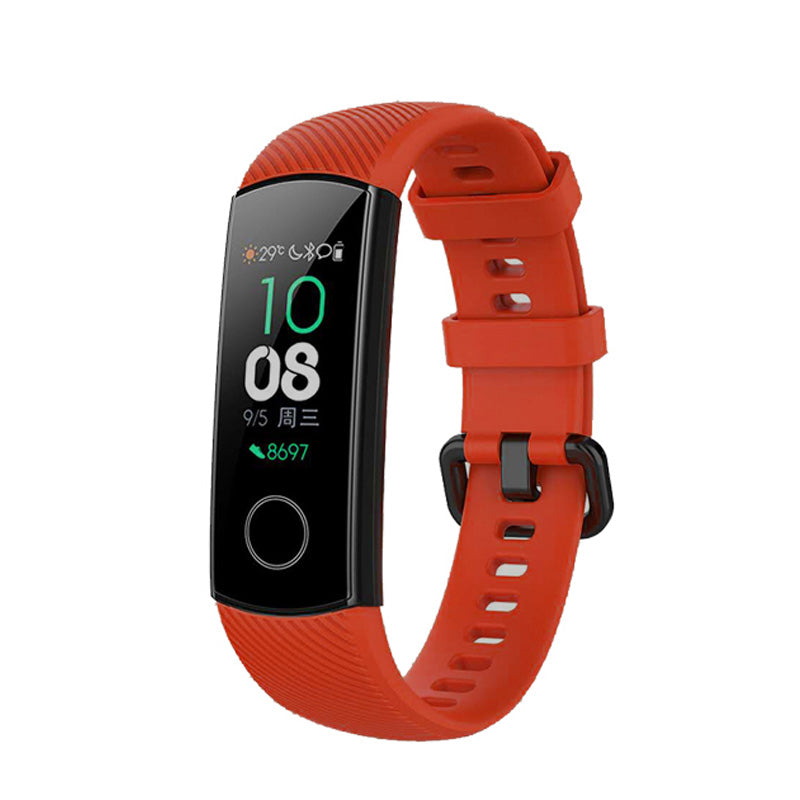 HWRY Silicone Watch Band Quick Release Strap Replacement Wristband For Huawei Band 4/5 And Honor Band 4/5 For Women-Red
